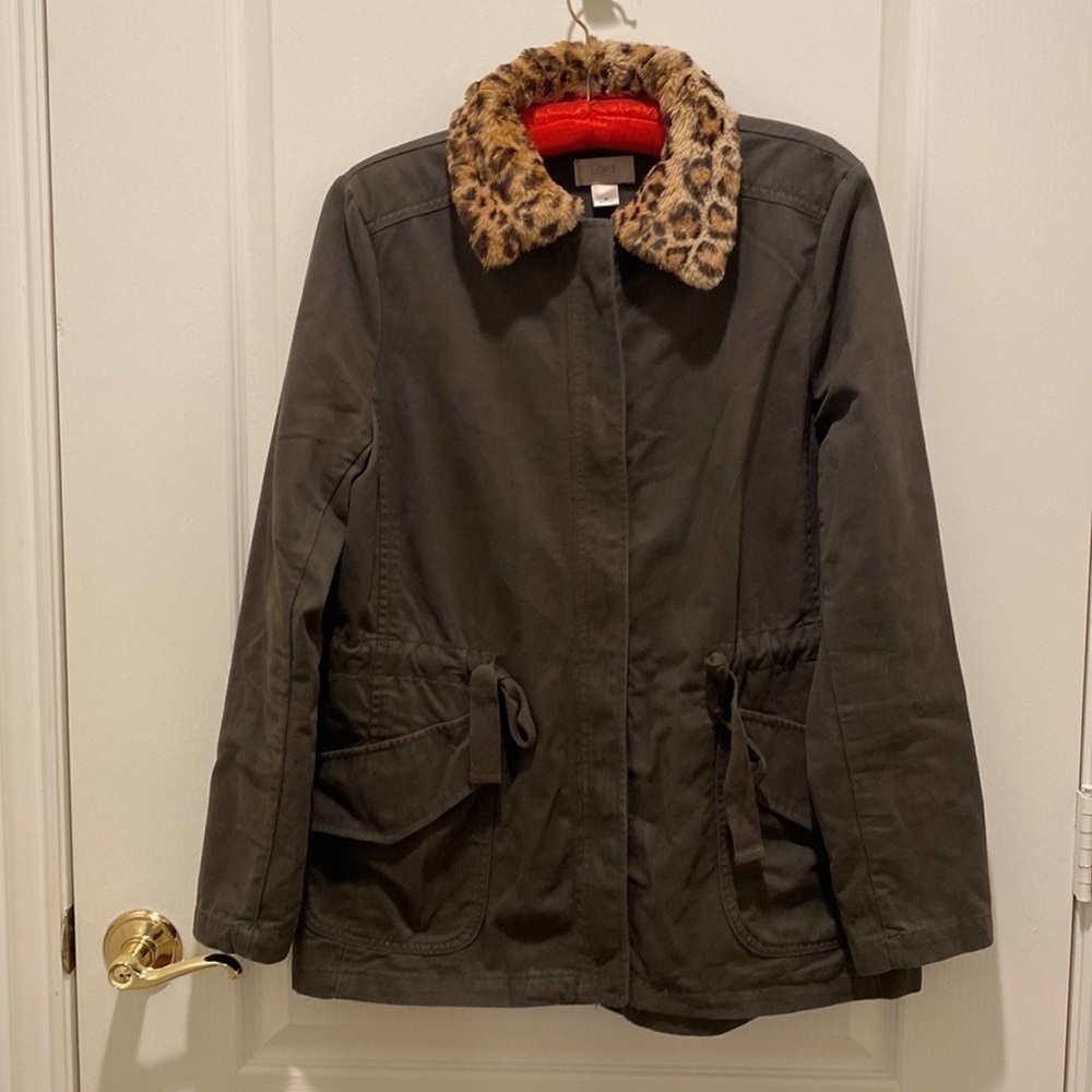 Loft leopard print faux fur collar medium - Picture 3 of 9